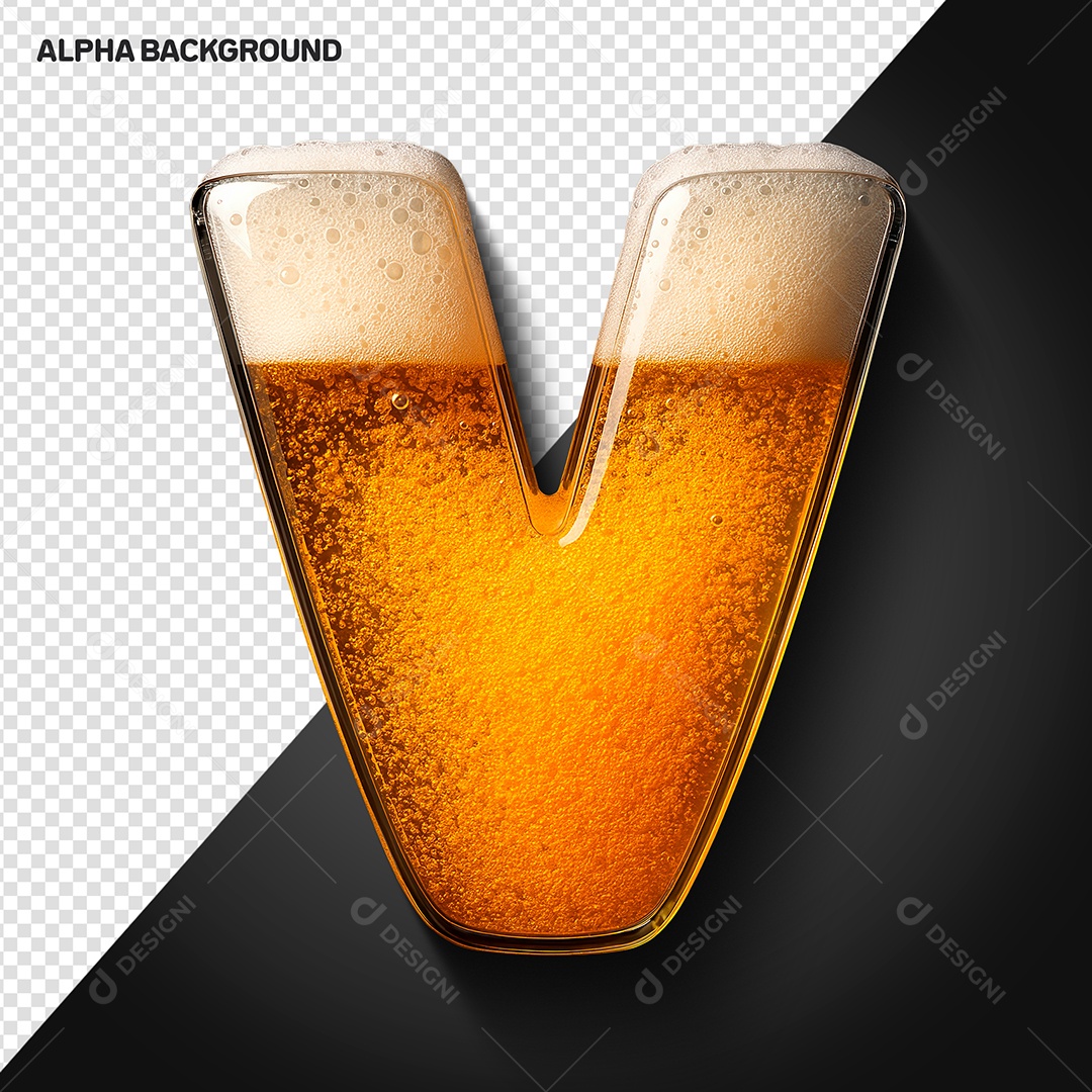 Letra V Maiúscula Elemento 3D Para Composição PSD