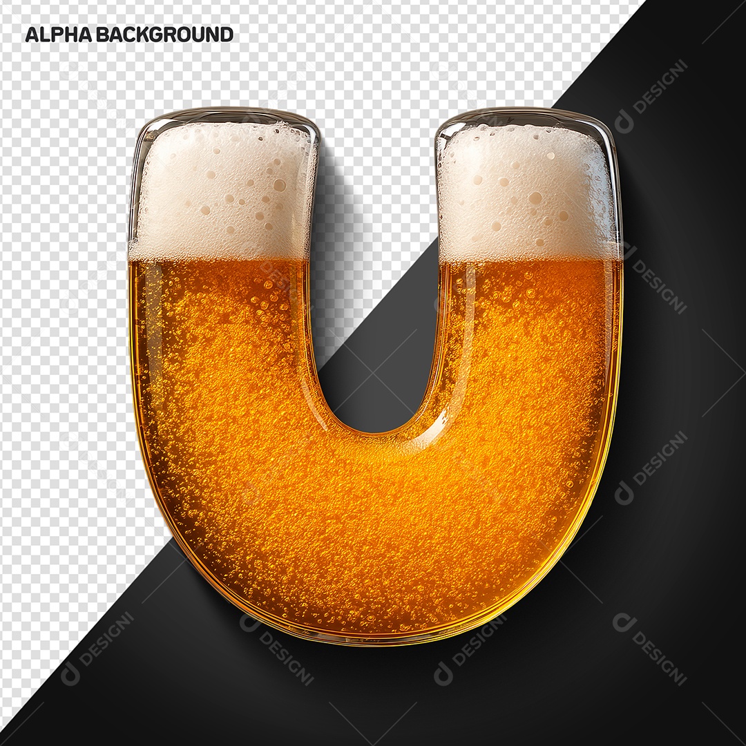 Letra U Maiúscula Elemento 3D Para Composição PSD