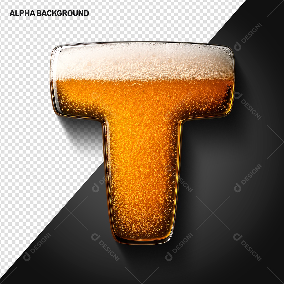 Letra T Maiúscula Elemento 3D Para Composição PSD