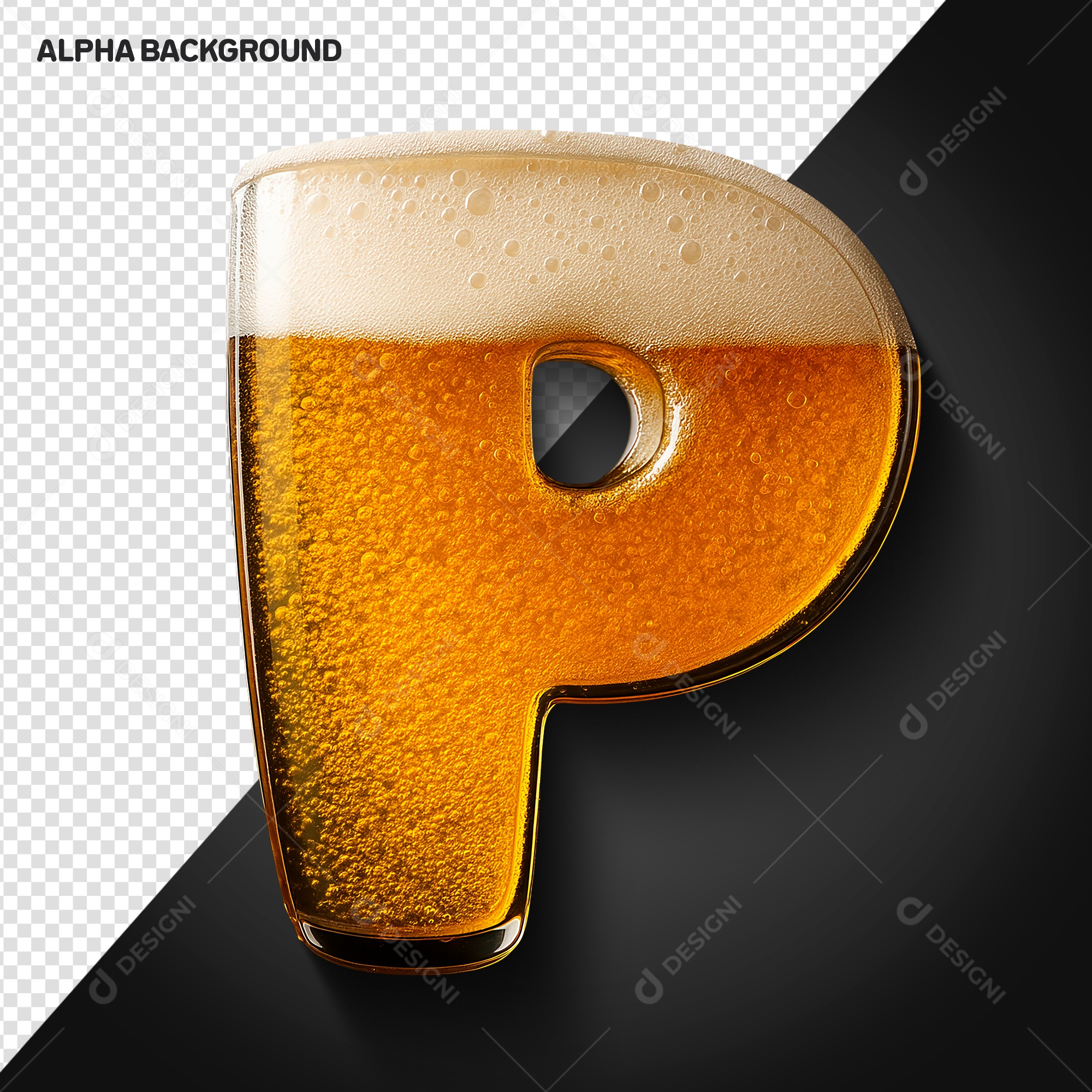 Letra P Maiúscula Elemento 3D Para Composição PSD