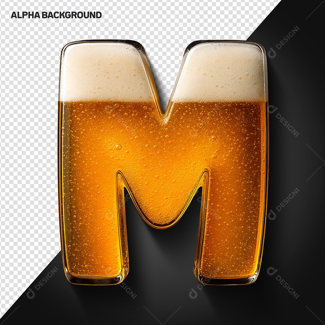 Letra M Maiúscula Elemento 3D Para Composição PSD