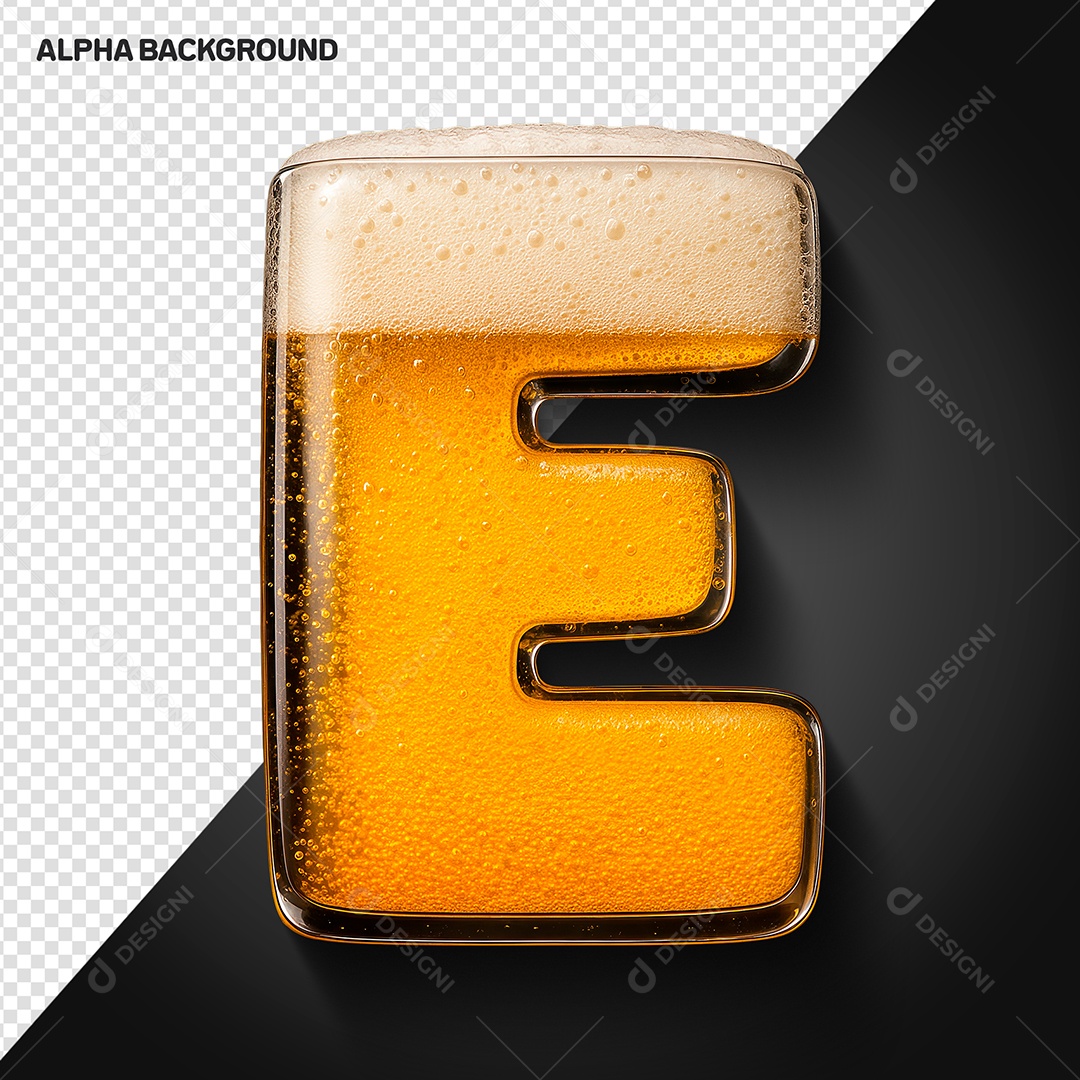 Letra E Maiúscula Elemento 3D Para Composição PSD