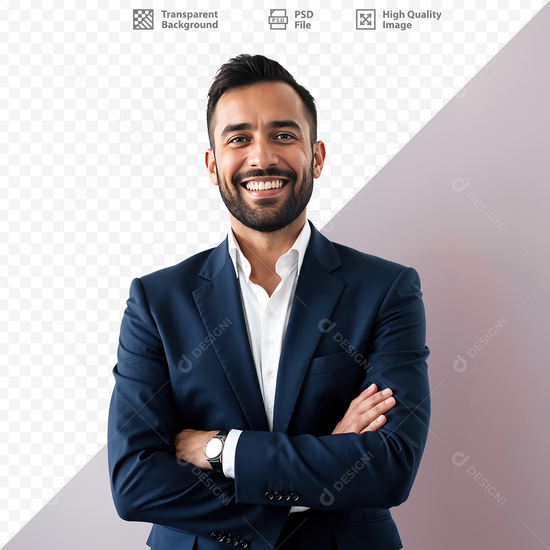 Homem De Terno Sorridente Para Composição PSD Editável