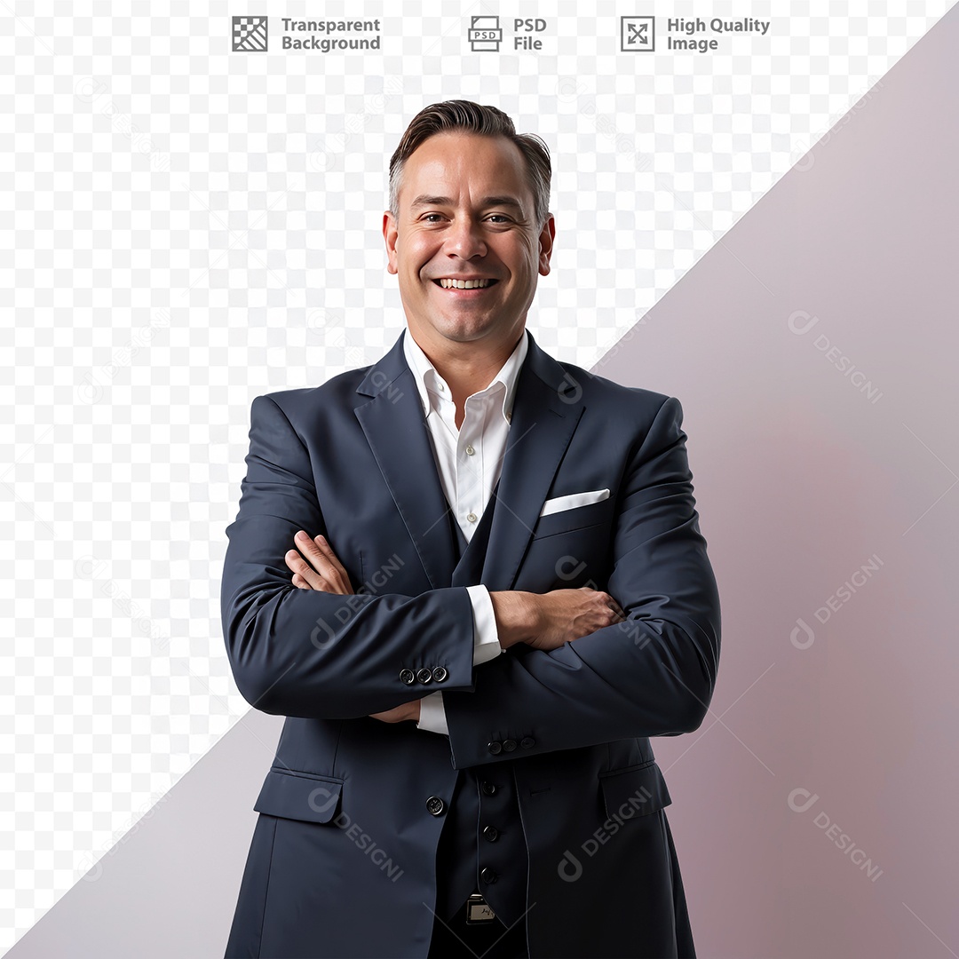 Homem De Terno Sorridente Para Composição PSD Editável