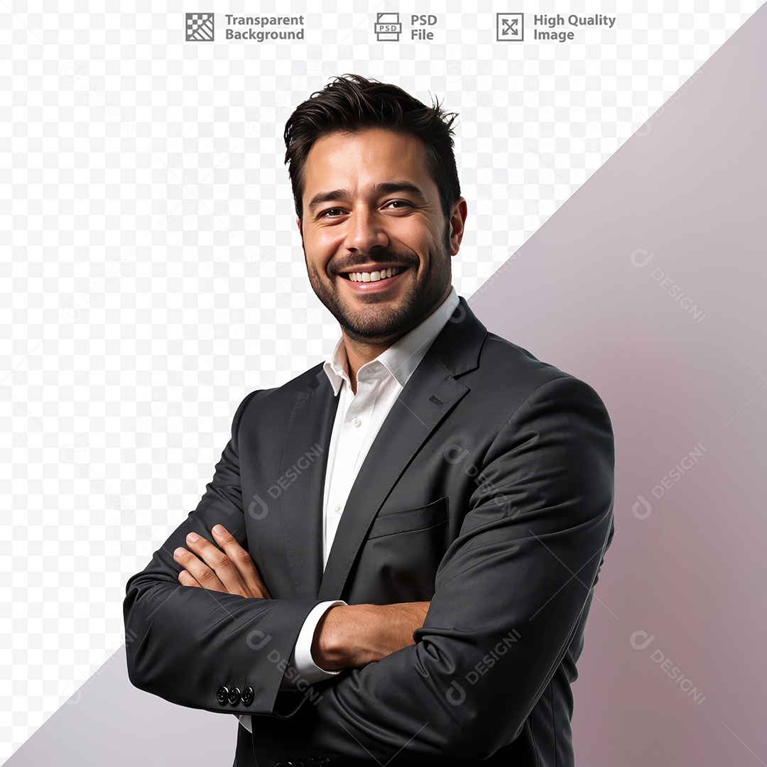 Homem De Terno Sorridente Para Composição PSD Editável