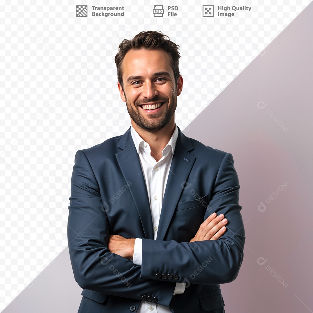 Homem De Terno Sorridente Para Composição PSD Editável