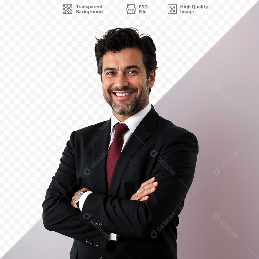 Homem De Terno Sorridente Para Composição PSD Editável