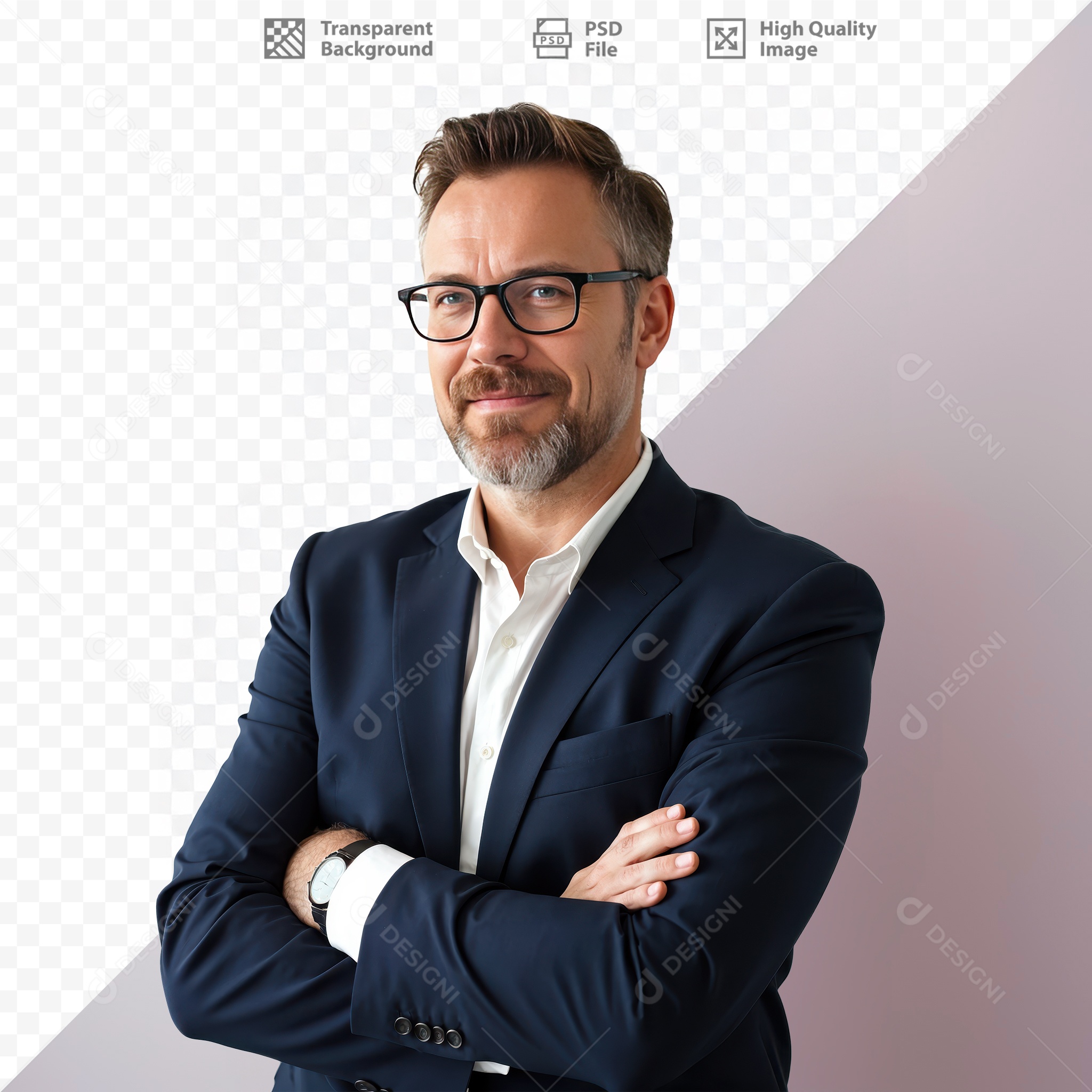 Homem De Terno Sorridente Para Composição PSD Editável