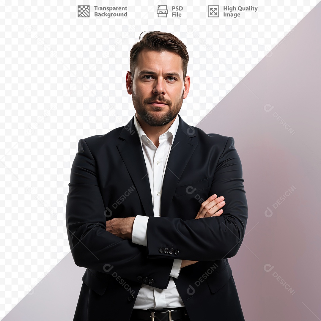 Homem De Terno Sorridente Para Composição PSD Editável