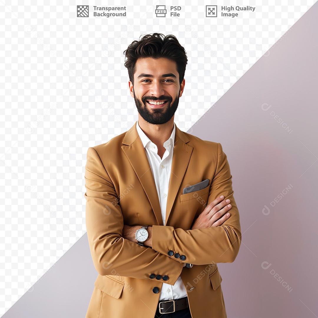 Homem De Terno Sorridente Para Composição PSD Editável