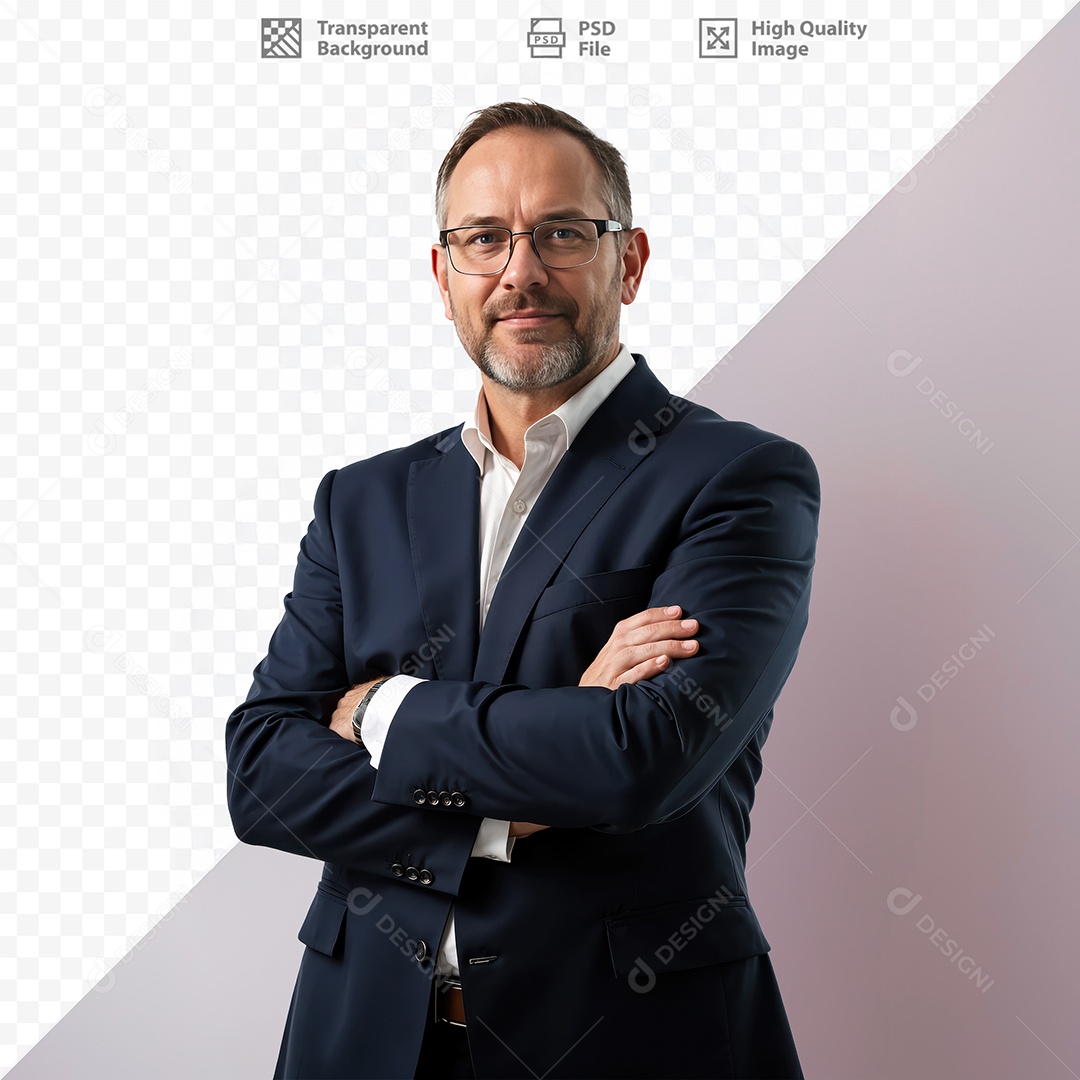 Homem De Terno Sorridente Para Composição PSD Editável