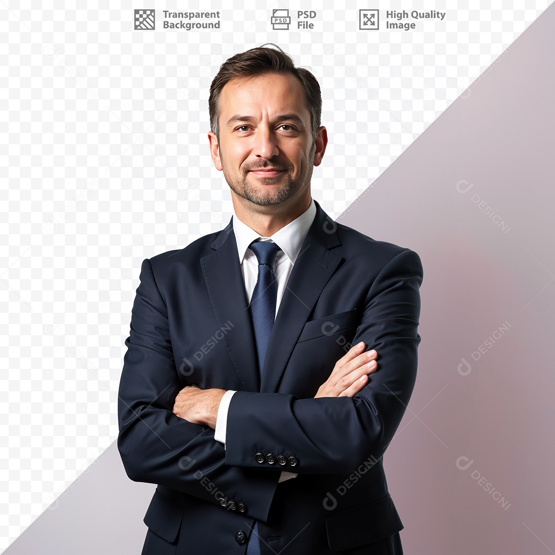 Homem De Terno Sorridente Para Composição PSD Editável