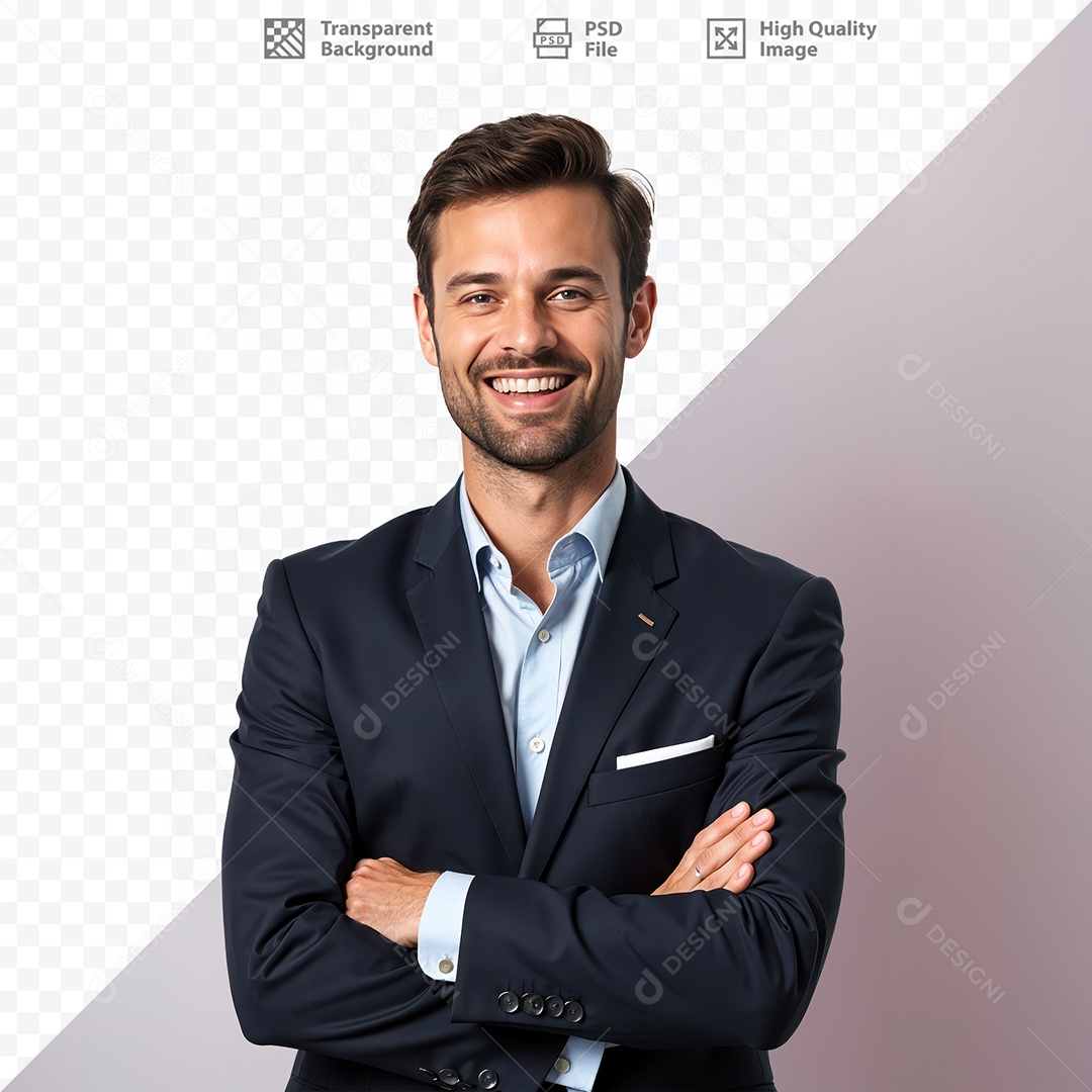 Homem De Terno Sorridente Para Composição PSD Editável
