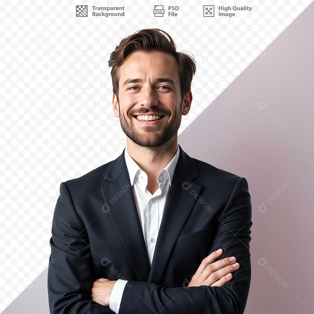 Homem De Terno Sorridente Para Composição PSD Editável