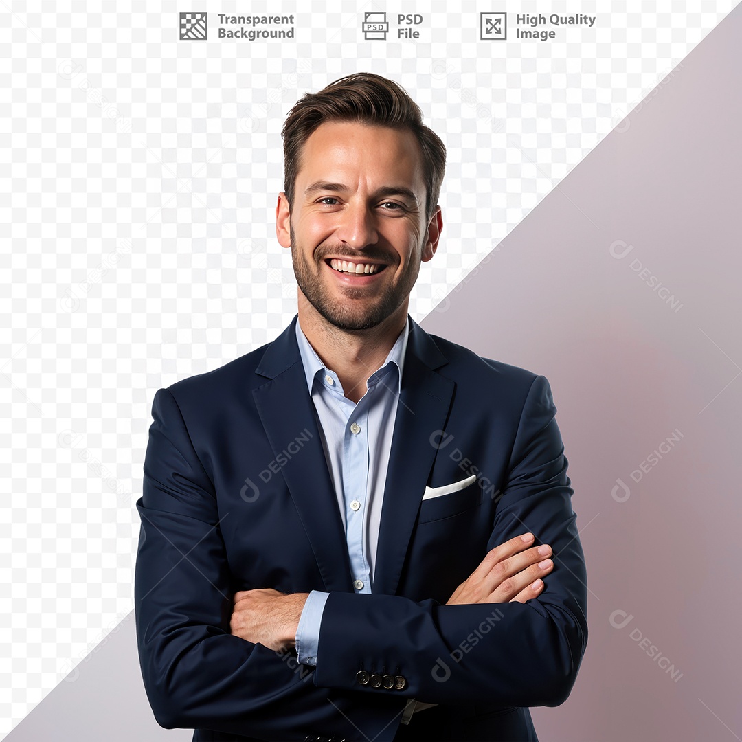 Homem De Terno Sorridente Para Composição PSD Editável