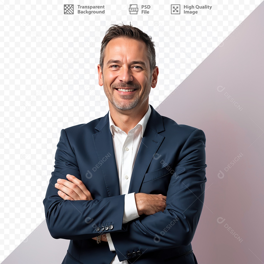 Homem De Terno Sorridente Para Composição PSD Editável