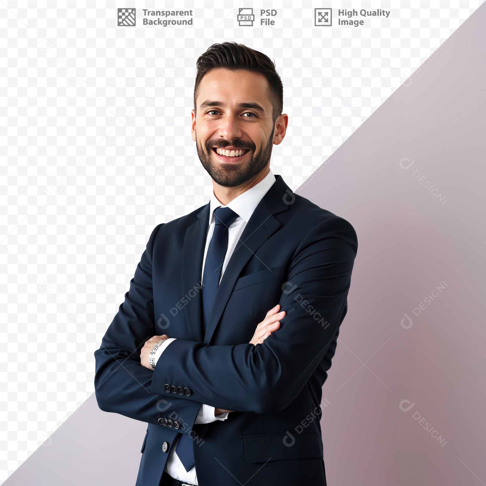 Homem De Terno Sorridente Para Composição PSD Editável