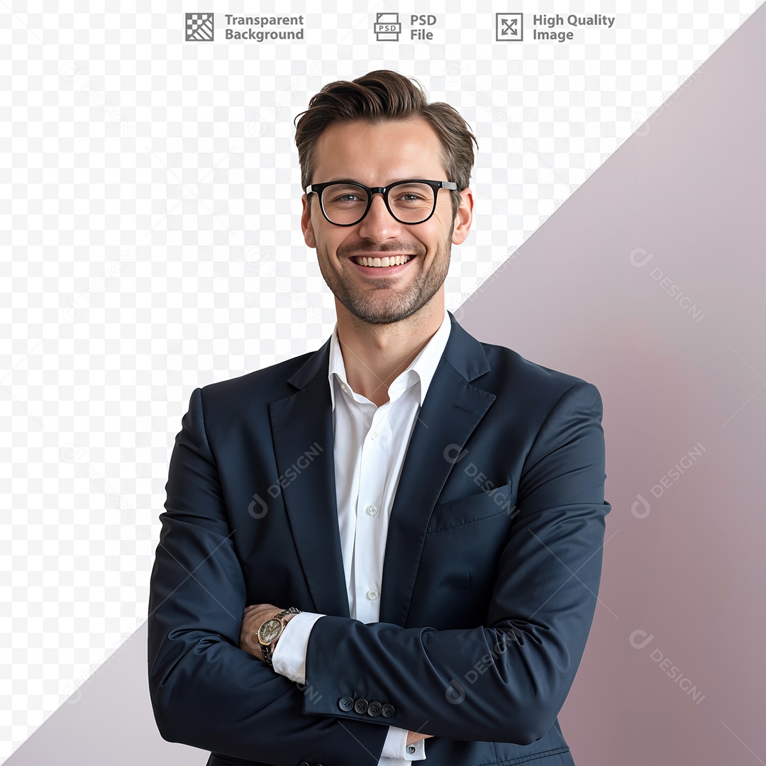 Homem De Terno Sorridente Para Composição PSD Editável