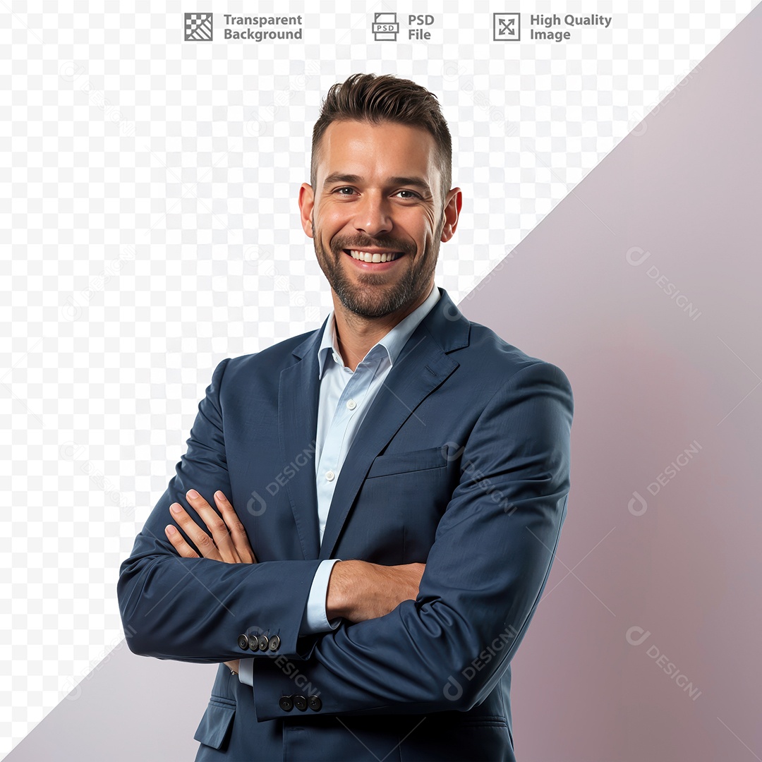 Homem De Terno Sorridente Para Composição PSD Editável