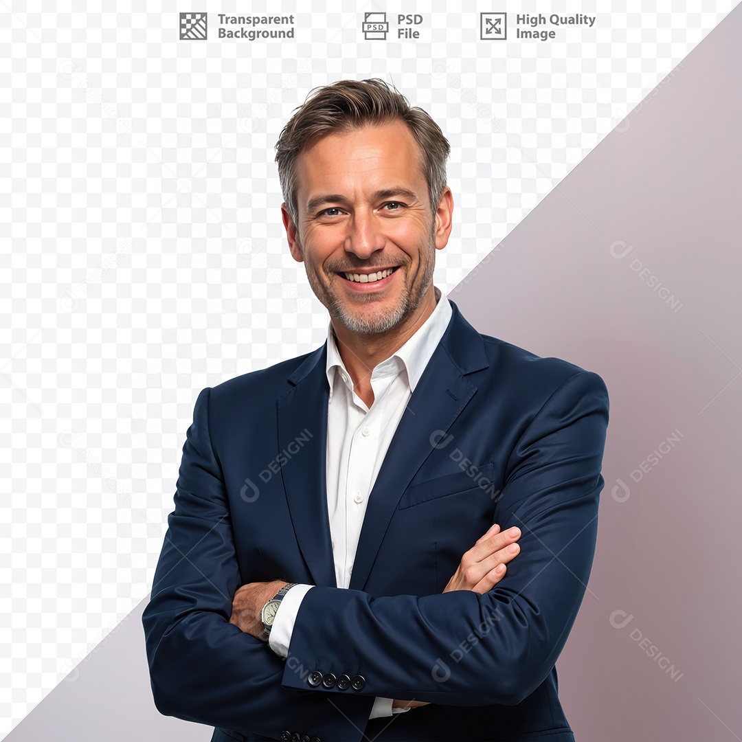 Homem De Terno Sorridente Para Composição PSD Editável