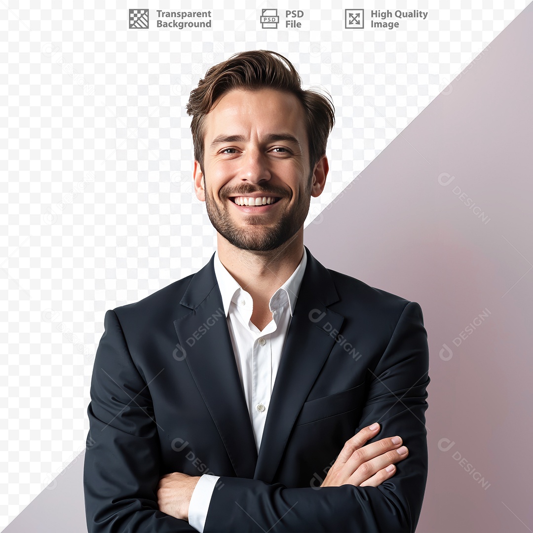 Homem De Terno Sorridente Para Composição PSD Editável