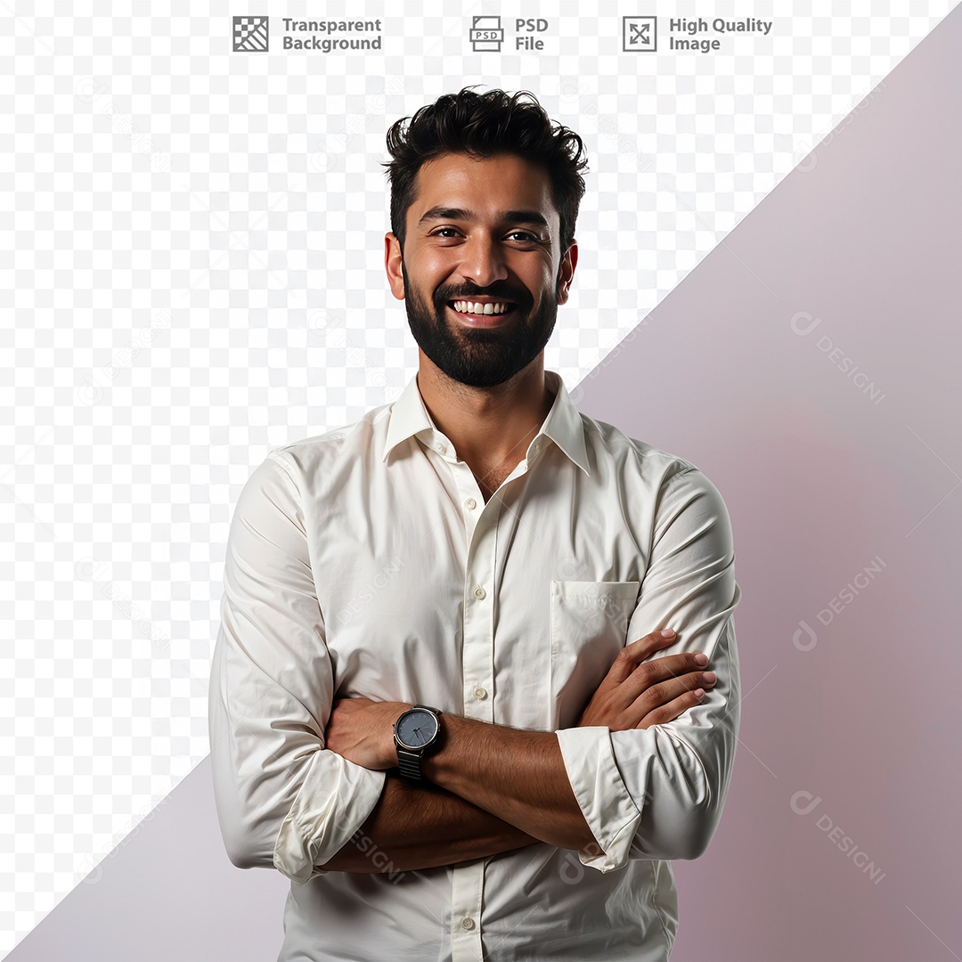 Homem De Camisa Social Sorridente Para Composição PSD Editável