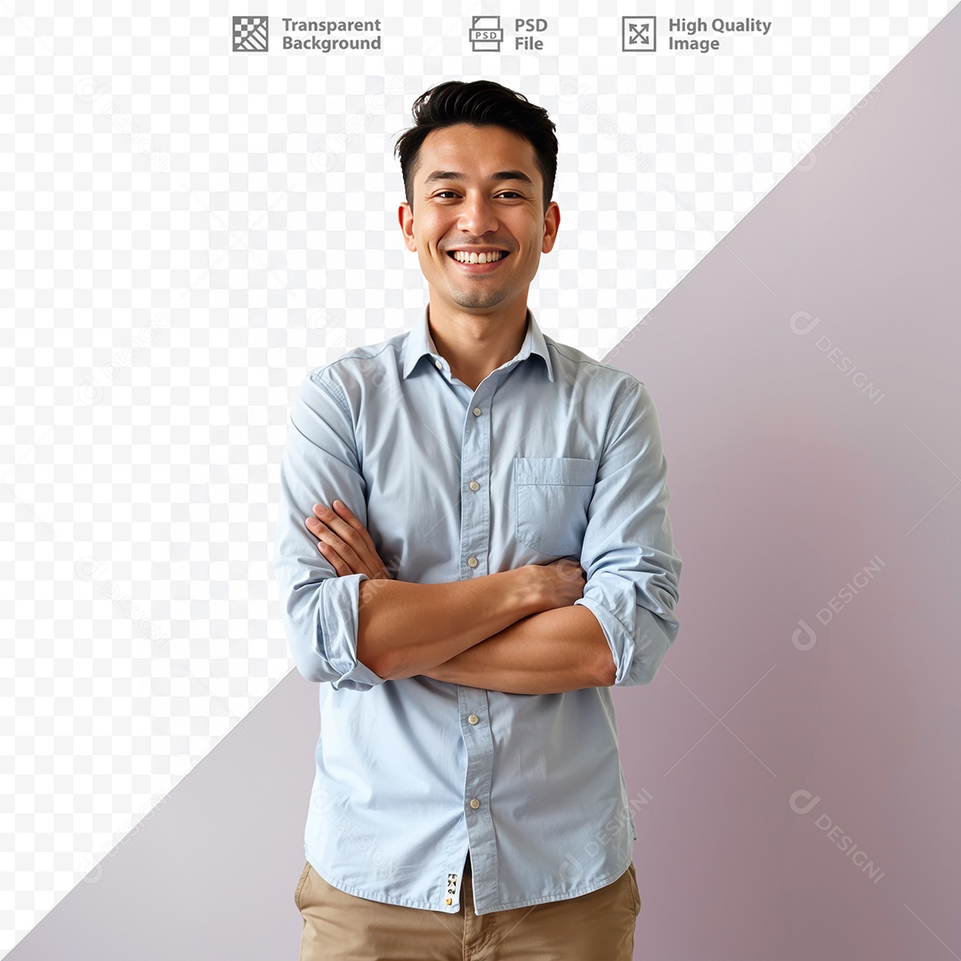 Homem De Camisa Social Sorridente Para Composição PSD Editável