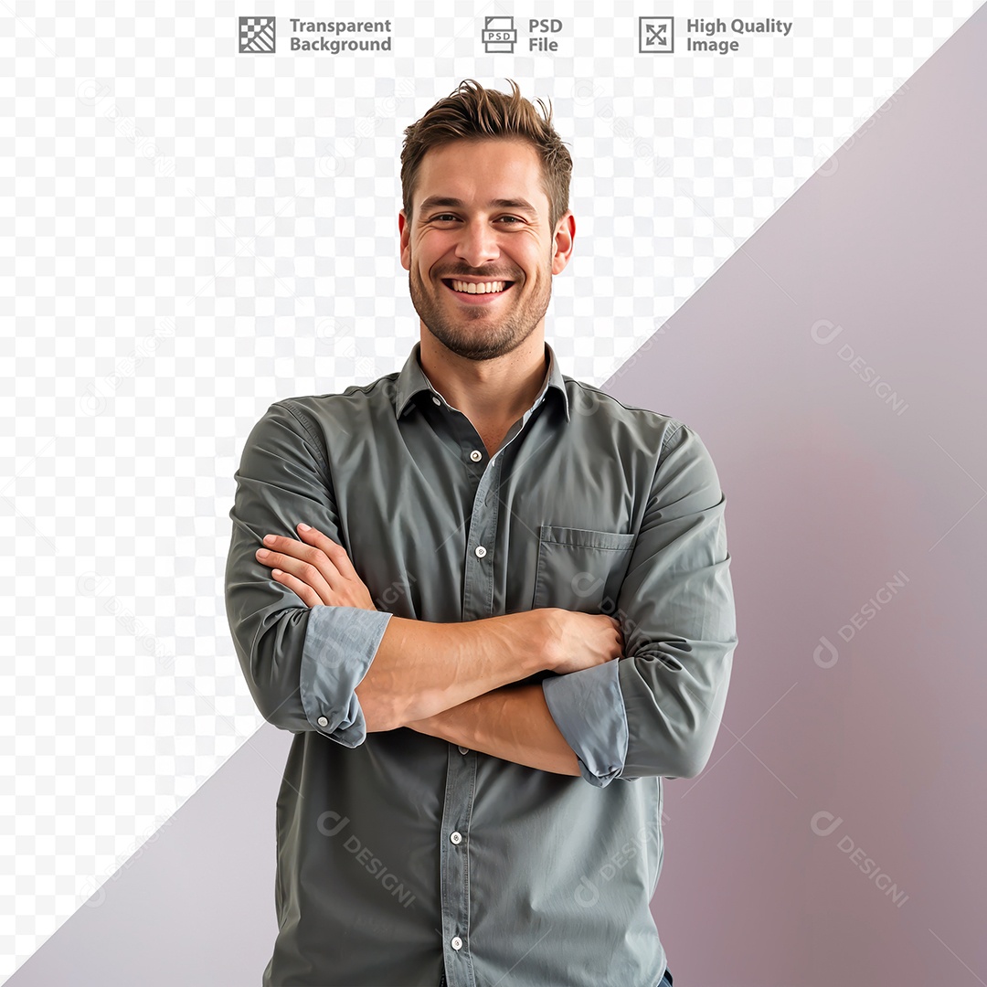 Homem De Camisa Social Sorridente Para Composição PSD Editável