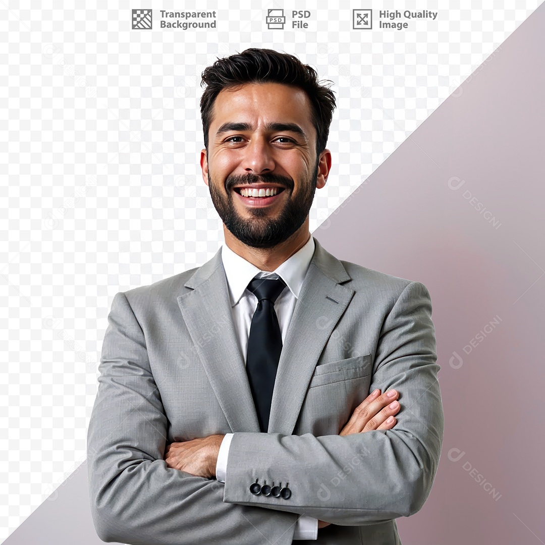 Homem De Terno Sorridente Para Composição PSD Editável