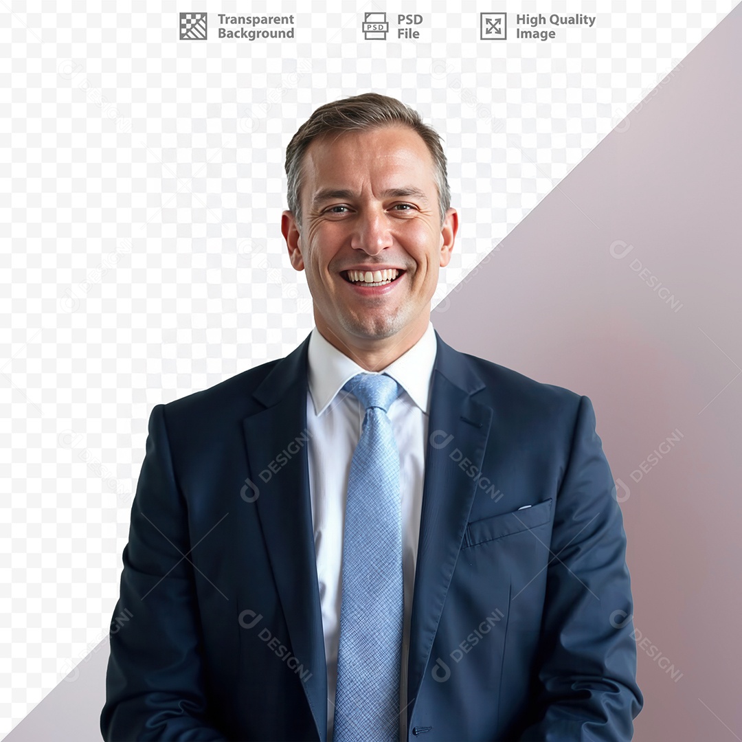 Homem De Terno Sorridente Para Composição PSD Editável