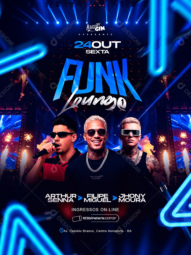 Flyer Próximos Shows Funk Lounng Social Media PSD Editável