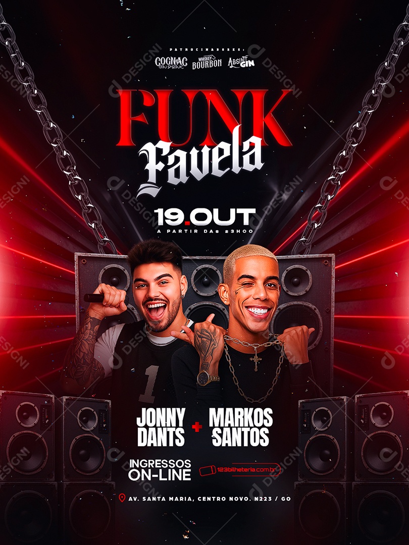 Flyer Próximos Shows Funk Favela Social Media PSD Editável