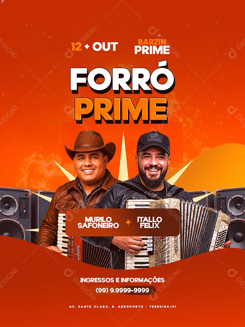 Flyer Próximos Shows Forró Prime Social Media PSD Editável