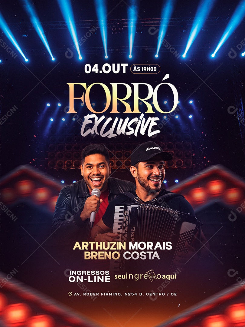 Flyer Próximos Shows Forró Exclusive Social Media PSD Editável
