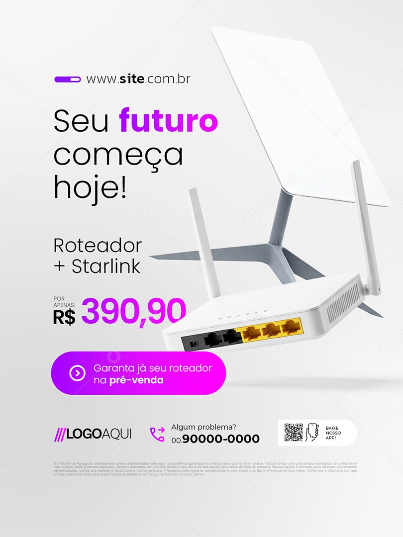 Telecom Pré Venda Roteador Starlink Seu Futuro Começa Hoje Social Media PSD Editável