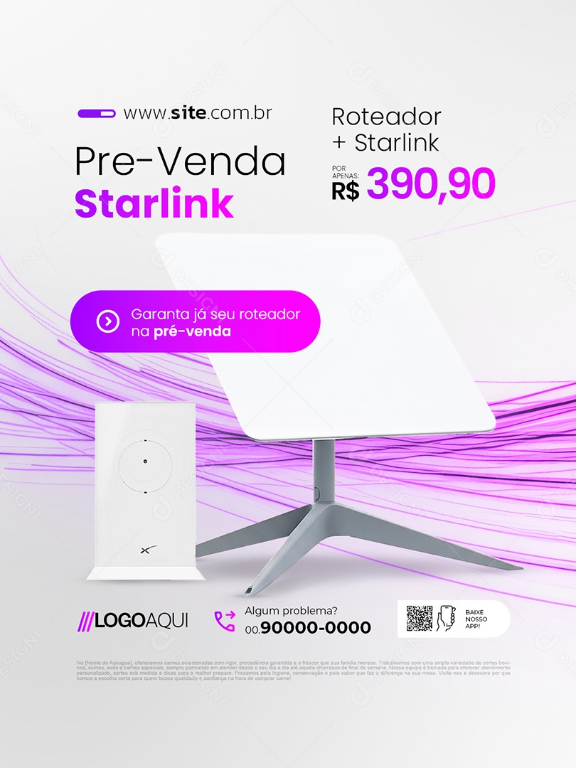 Telecom Roteador Starlink Social Media PSD Editável