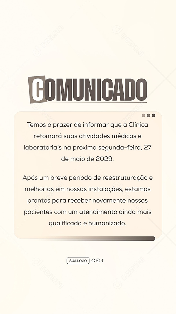 Story Comunicado Clinica Social Media PSD Editável