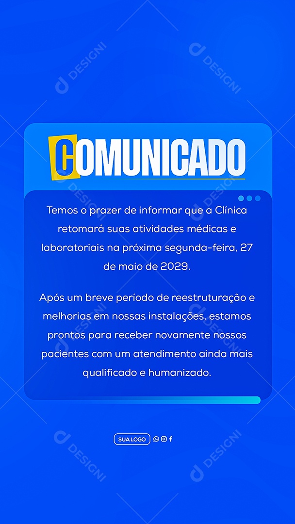 Story Comunicado Clinica Social Media PSD Editável