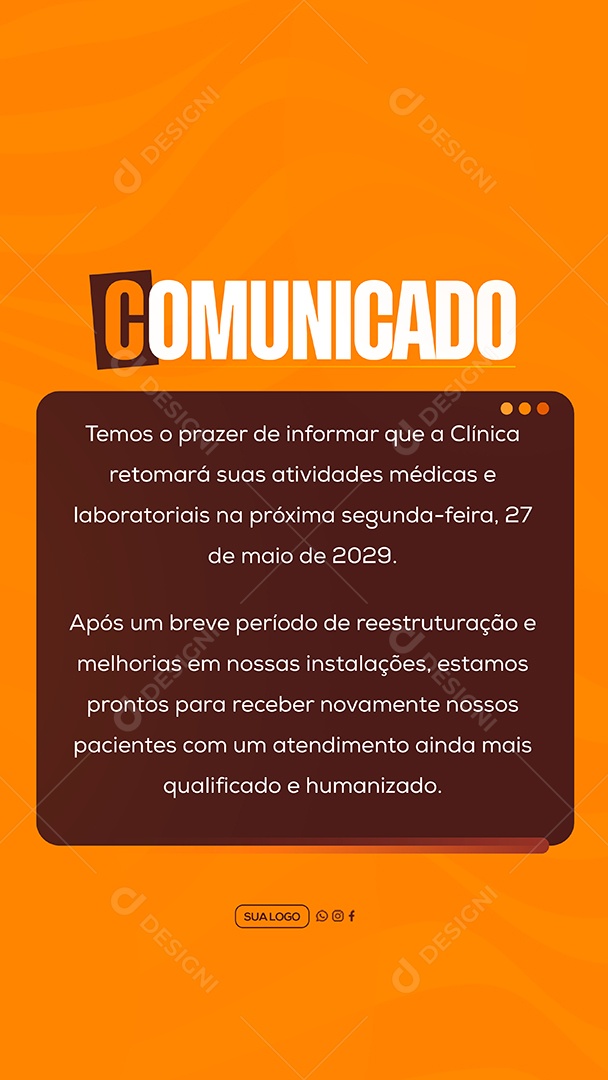Story Comunicado Clinica Social Media PSD Editável