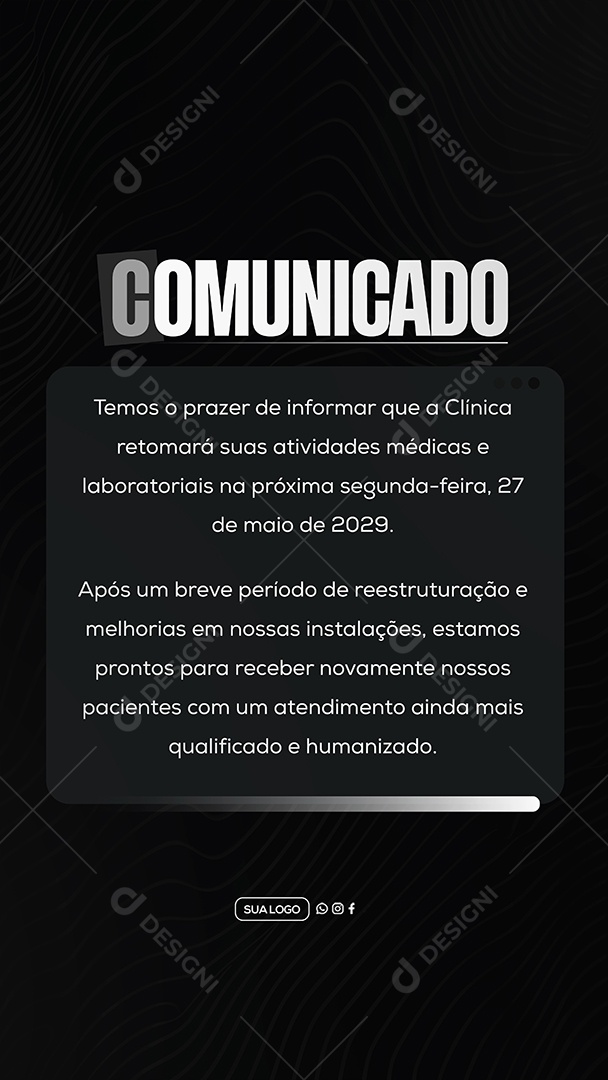 Story Comunicado Clinica Social Media PSD Editável