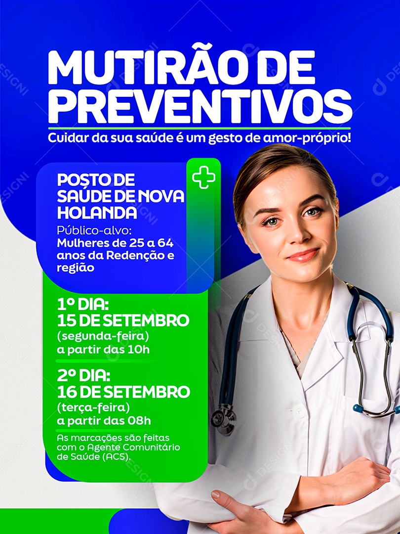 Mutirão de Preventivos Posto de Saúde Social Media PSD Editável
