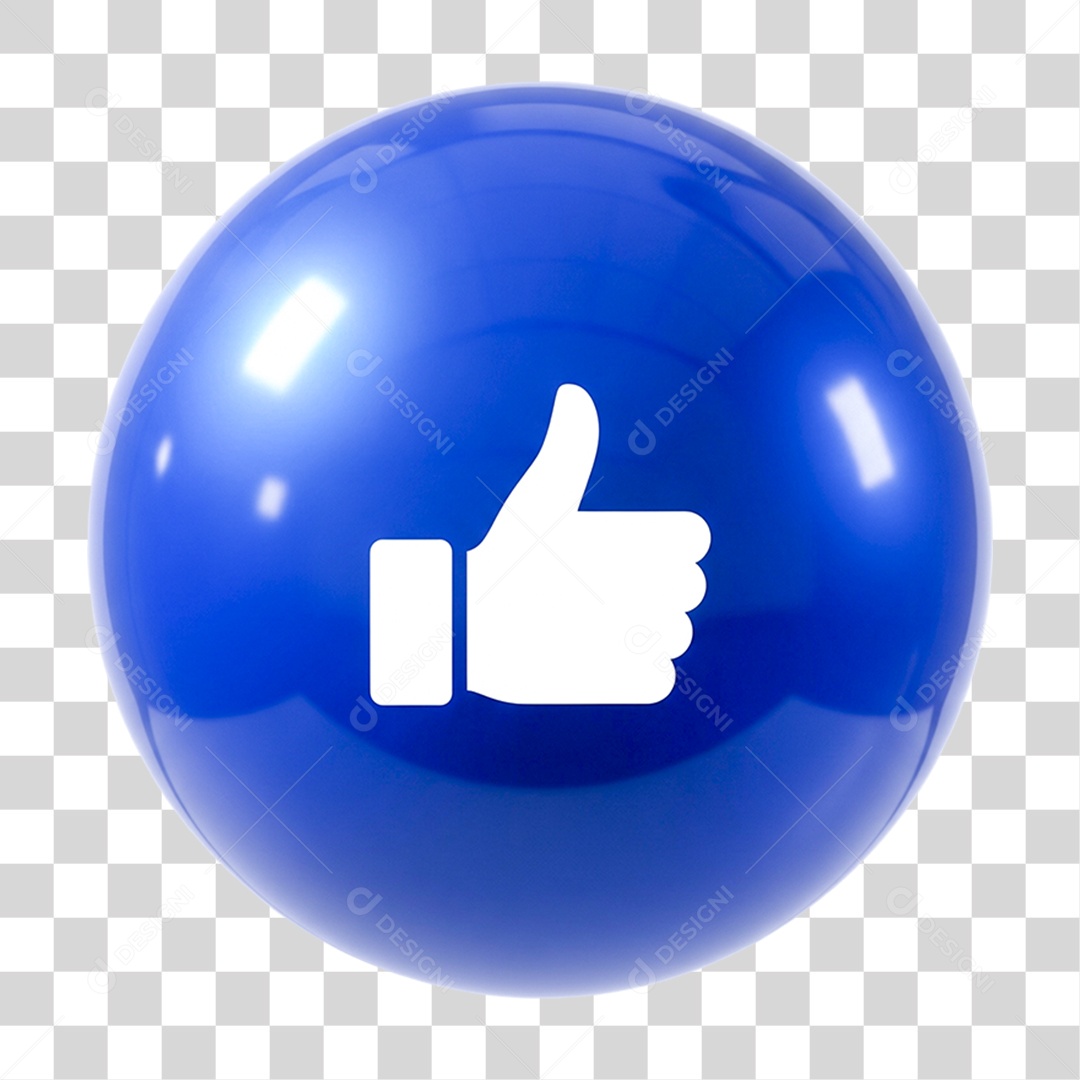 Ícone Azul de Curtida Estilo 3D PNG Transparente