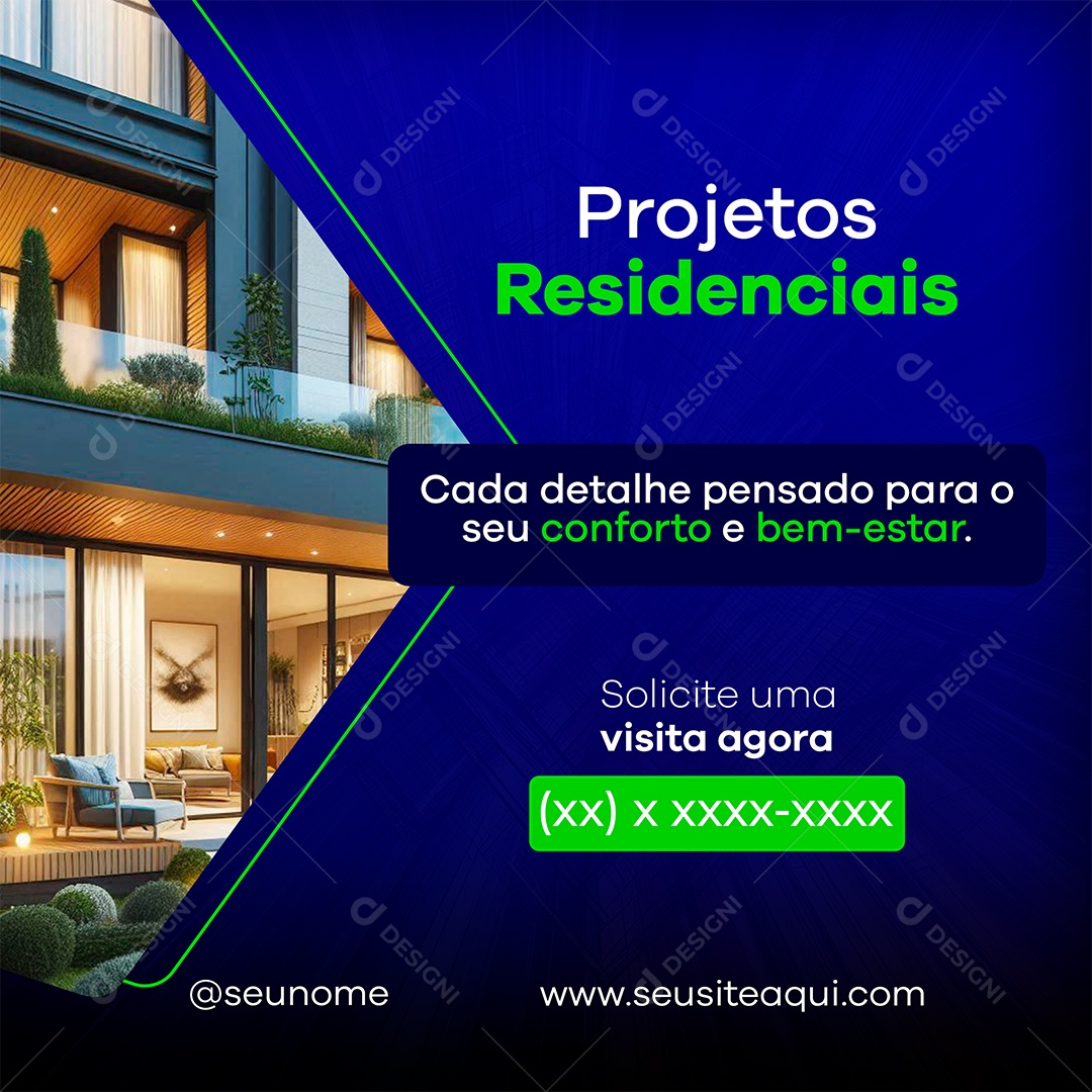Arquitetura Projetos Residenciais Social Media PSD Editável