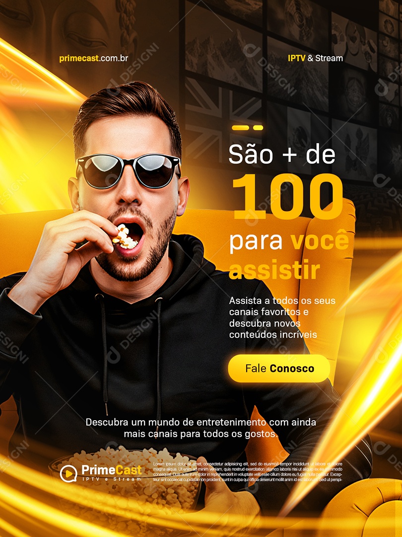 IPTV São Mais de 100 para Você Assistir Social Media PSD Editável