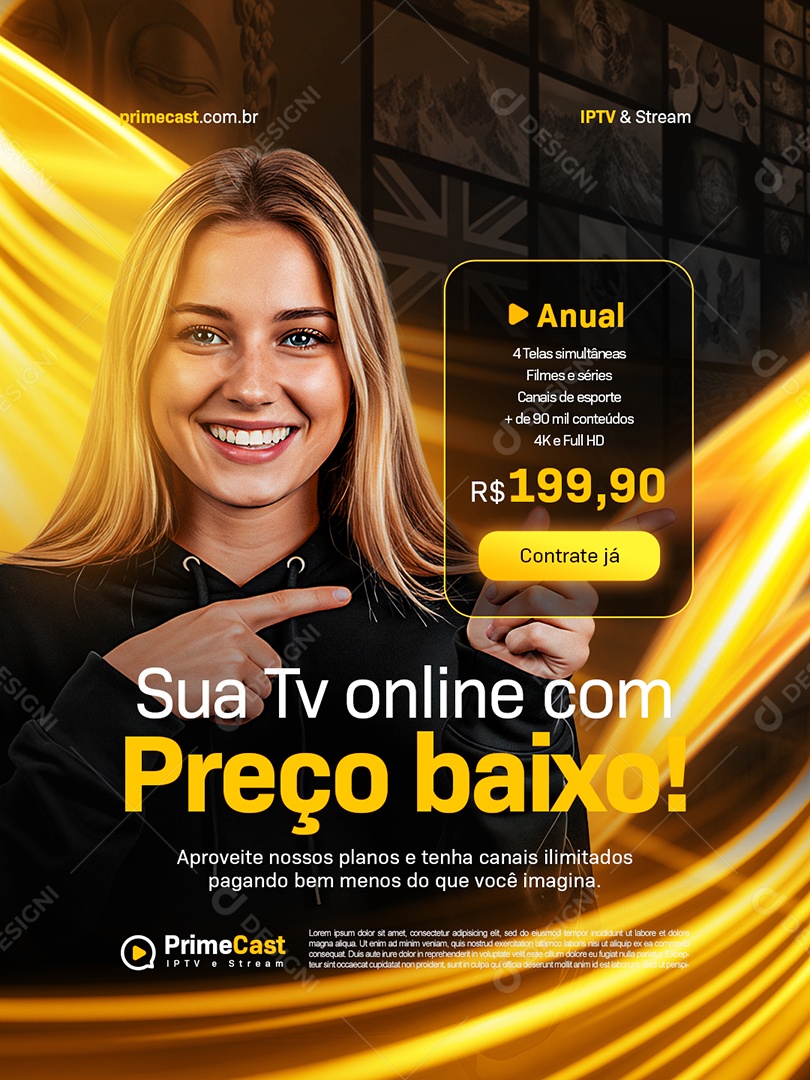 IPTV Sua Tv Online com Preço Baixo Social Media PSD Editável