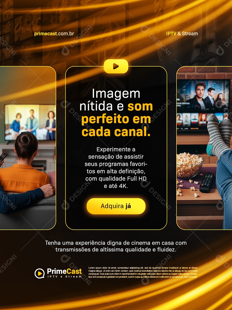 IPTV Imagem Nítida e Som Perfeito em Cada Canal Social Media PSD Editável