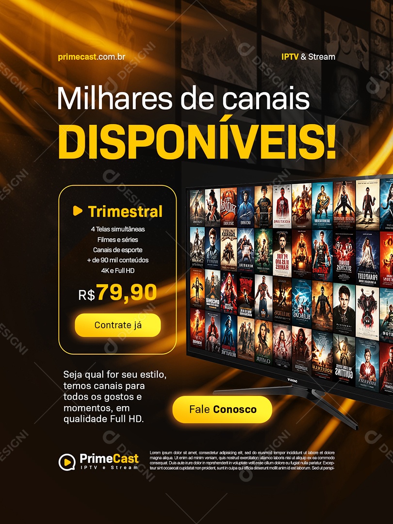 IPTV Milhares de Canais Disponíveis Social Media PSD Editável