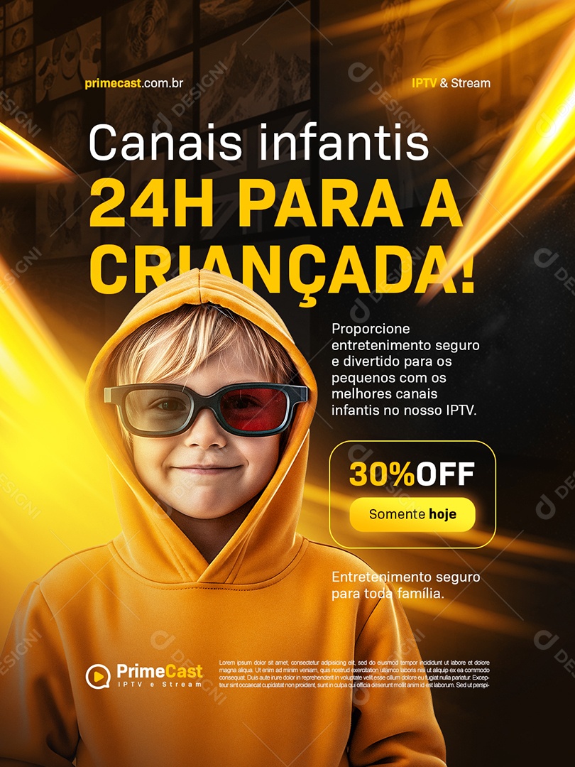 IPTV Canais Infantis 24H Para a Criançada Social Media PSD Editável