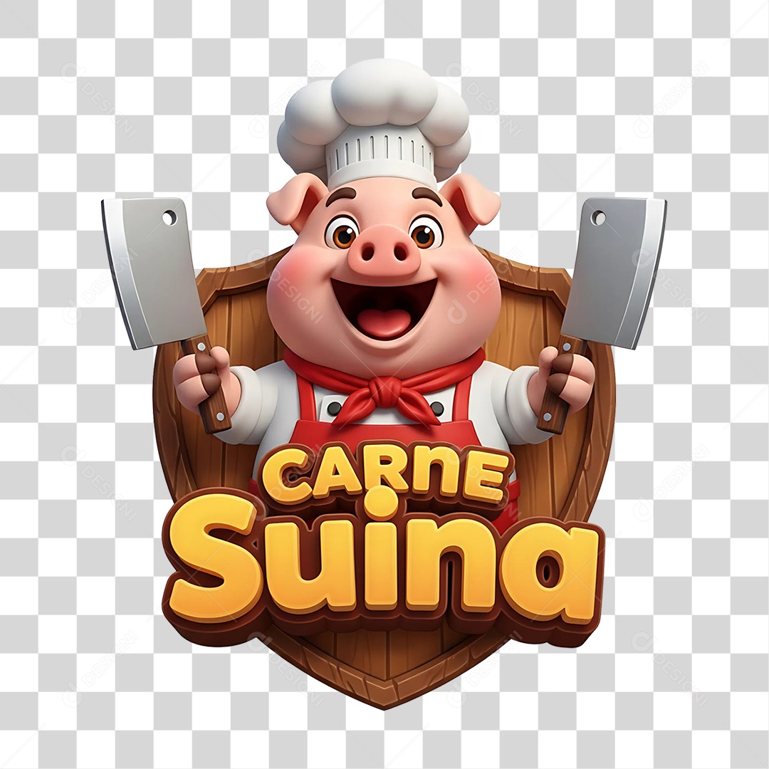 Selo 3D Carne Suína PNG Transparente