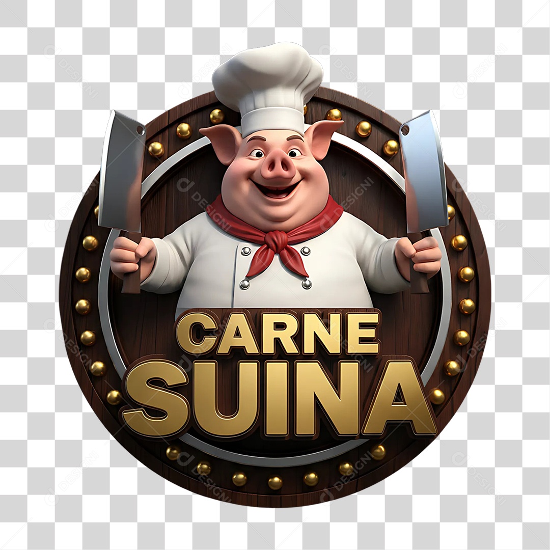 Selo 3D Carne Suína PNG Transparente
